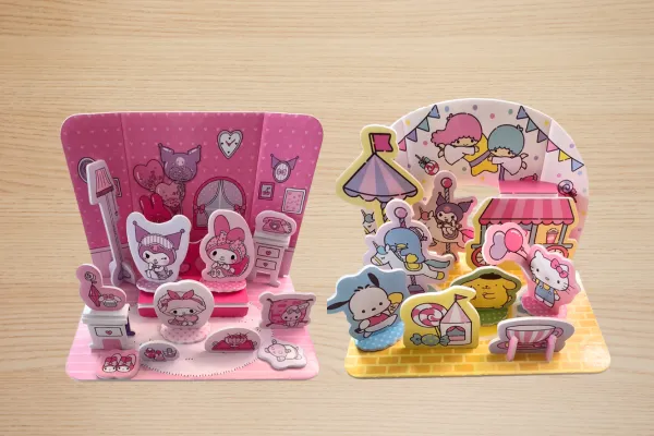サンリオキャラクターズ3Dパネル組み立てた様子